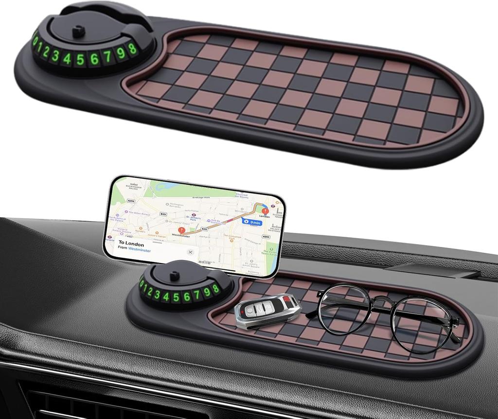 Car Dashboard Phone Holder Multi-functional Auto Non-Slip Adhesive Mat With Parking Phone Number Plate for Car
