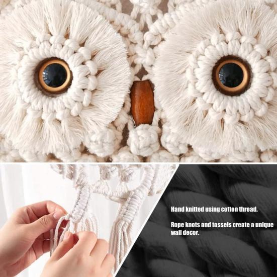 Owl Macrame Wall Hanging Decor for Living Room Office Bedroom Hand Woven Boho Tapestry Owl Markaf Wall Art Crafts