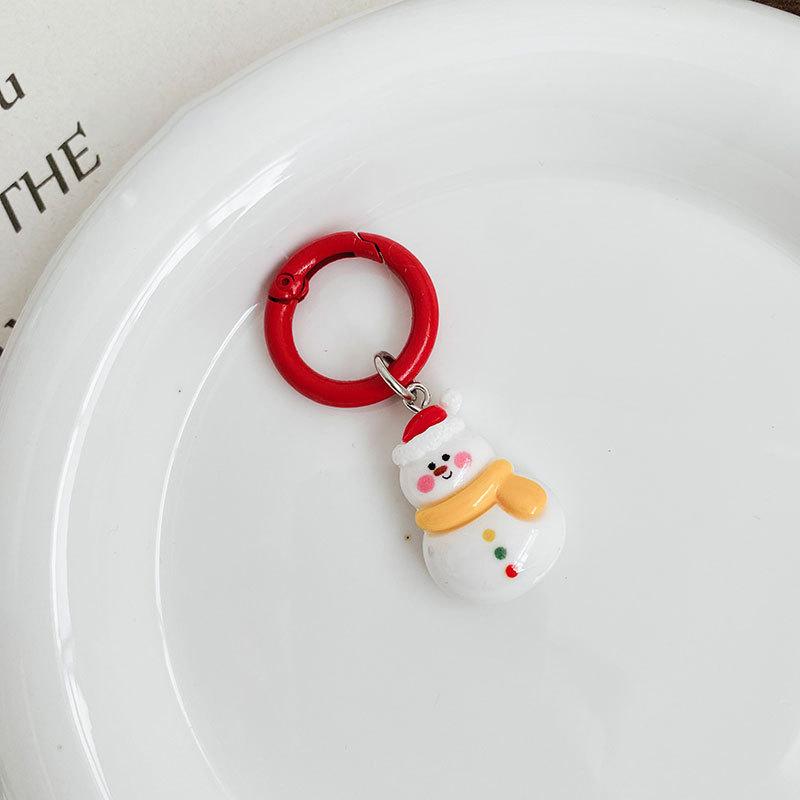 Kawaii Christmas Keychain Cartoon Santa Claus Elk Tree Snowman Pendant Key Ring Backpack Decoration Couple Friends Gifts