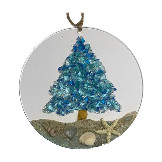 Beach Ocean Themed Christmas Ornaments Nautical Coastal Christmas Tree Hanging Ornaments with Starfish Seashell for Tree Home Decor