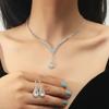 2Pcs Fashionable Rhinestones Necklaces Earrings Jewelry Set Women'S Wedding Accessories Gift