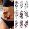 1pcs Tattoo Sticker Waterproof Temporary Tattoo Ladies Peony Daisy Deer Moon Flower Tattoo Black Skull Tattoo Body Art Leg Full Body Tattoo Sticker