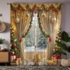 2pcs Set Christmas Tree Pattern Curtains - Semi-Sheer, Rod Pocket Design for Bedroom, Living Room & Office Decor - Machine Washa