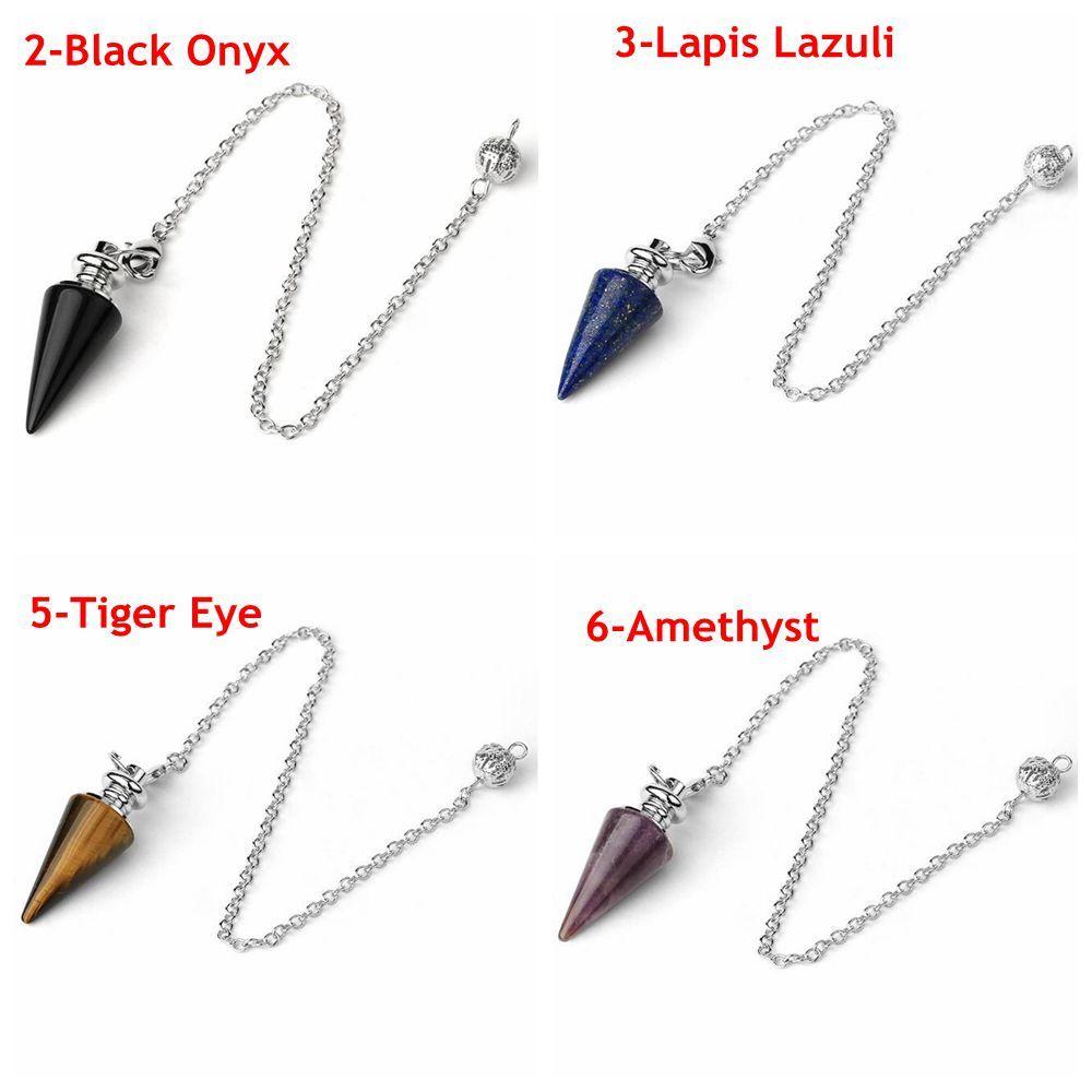 Stone Rose Quartz Gemstone Rock Conical Pendulum Amulet Reiki Pendulum Pendant Healing Crystal