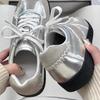 Silver Sneakers Women's Summer Lace Color Matching German Training Shoes Ballet Platform White Shoes Casual Round Head Board Shoes