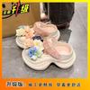 Non-slip outer wear cute height-increasing cartoon hole shoes for women's 2025 summer new thick-soled beach bag head wearable slippers