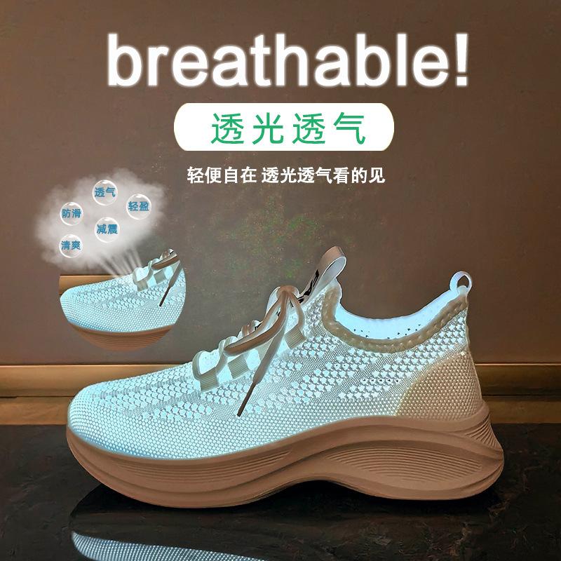Ins Korean Version of Flying Woven Shoes Summer New Student Sports Shoes Breathable Fitness Running Casual Street Shot F987