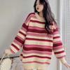 Stripe Pullover Fried Dough Twist Knitted Sweater Women Autumn 2022 New Loose Outwear Long Sleeve Slouchy Coat Top