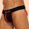 Mid-Rise Elastic Waistband Color Matching Letter Print Men Briefs Sexy U Convex Open Backless Thongs
