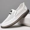 Summer White Perforated Leather Shoes Mens Slip On Shoes Genuine Leather Male Comfortable Casual Shoes Male Comfortable Loafers