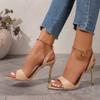 Summer New Women's Shoes Pointed Thin Super High Heel Sandals Fashionable Large Size High Heel Sandals Women