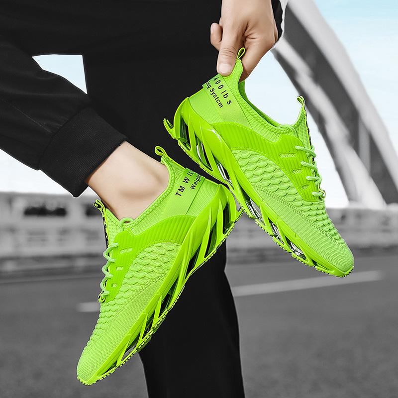 Spring/Autumn Men's Large Size Blade-soled Shoes Flying Weave Fitness Jogging Shoes