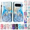 Ocean Colored Marble Luxury Painted Leather Case Wallet Book Style Cover for Google Pixel 5,5a 5G/6,6a,6 Pro/7,7a,7 Pro/ 8,8a,8 Pro /9,9 Pro,9 Pro XL