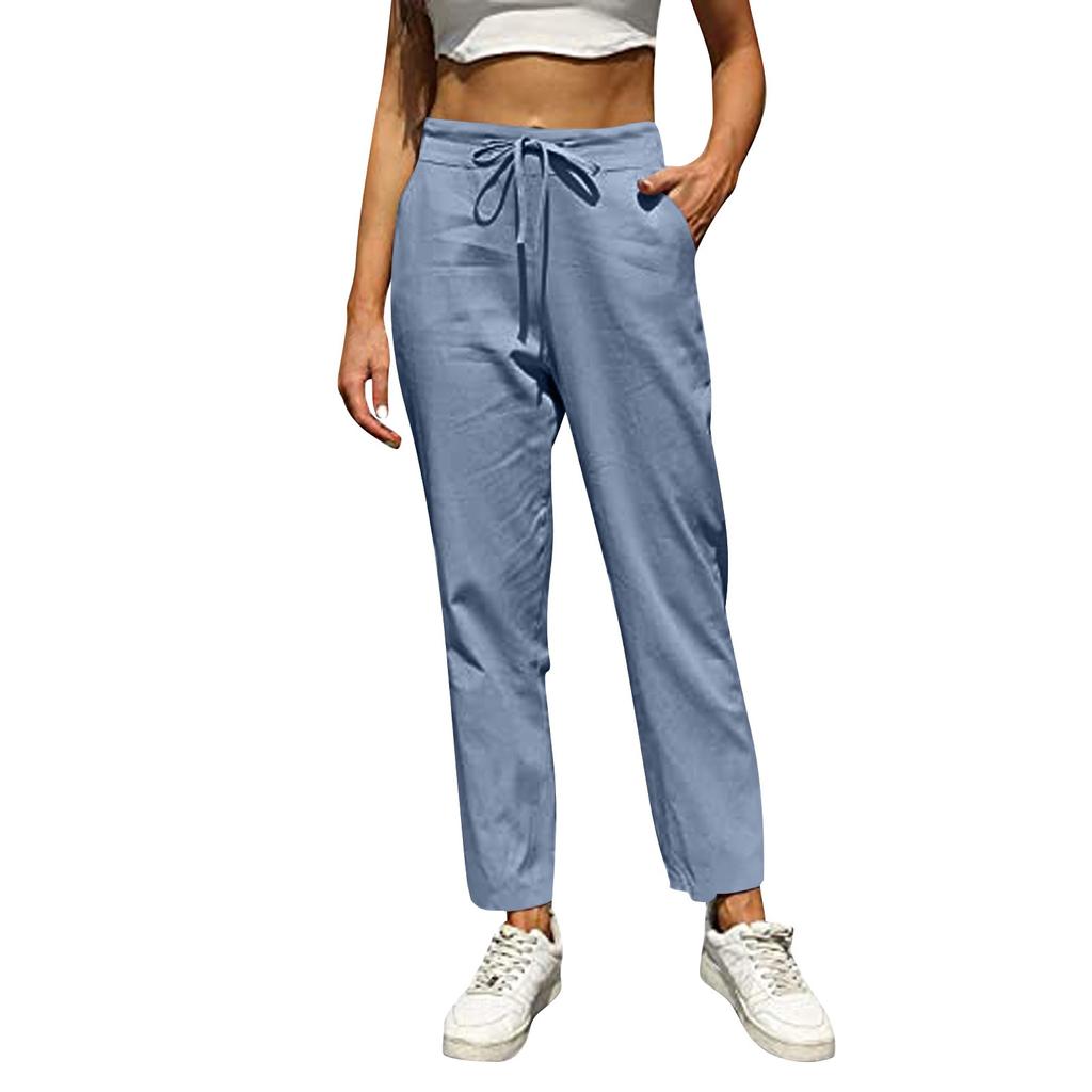 Women's Summer Casual Wide-leg Cotton And Linen High Waist Loose Trousers
