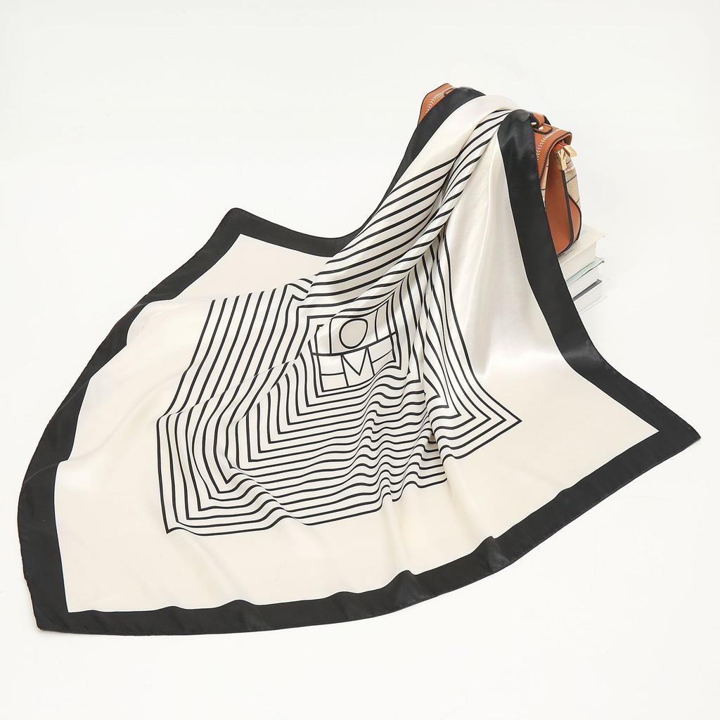 19 New Silk Printed Scarves Women'S 90Cm Satin Square Scarf