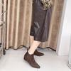 Sheepskin Version~ Retro Matte Suede Polished Pointed Inner Heightening Chelsea Boots Short Boots Women's 2025 New Bare Boots