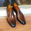 Men's Business Casual Shoes Distressed Wood Grain Square Toe Leather Derby Comfortable Office Wear Formal Dress Shoes Footwear