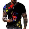 Color Graffiti Handprint 3D Printing Men's T-shirt Hip Hop Harajuku Street Style Streetwear Summer Short Sleeve Tops Tees