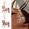 Keychain Pendant Sparkling Rhinestones Horse Design Metal Keyring Decorative Key Holder Friends Bag Decoration