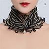 Mesh Pearl Pendant Fake Collar Elegant Printed Women False Collar Ruffle Lace Small Scarf Shiny Headware Dress Accessories