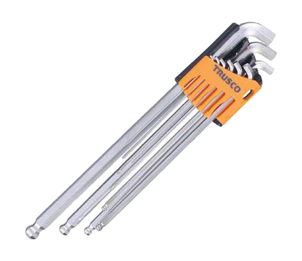 TRUSCO TTV100-9S Short Neck 100° Long Ball Point Hex Wrench Set