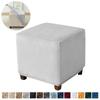 1PC Soft Velvet Ottoman Stool Cover S/M/L Soild Color Elastic Footrest Slipcovers Removable Stool Protector for Living Room