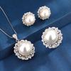 Jewelry Copper Bottom Gold-Plated Inlay Imitation White Pearl Pearl Round Set 16-12Mm