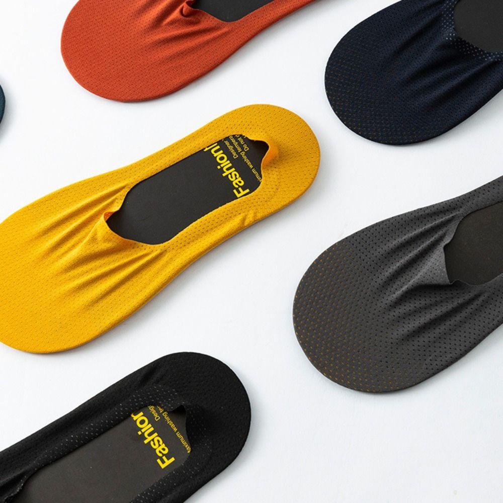 7Pairs Solid Color Ice Silk Boat Socks Low Cut Summer Thin Socks Men's Invisible Short Socks Male