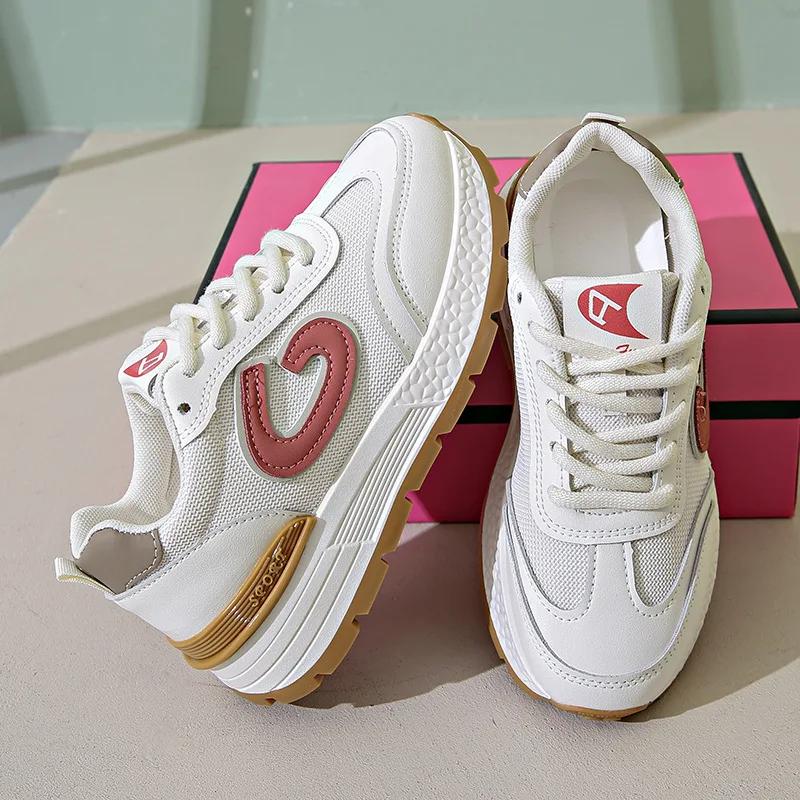 Sneakers Women Casual Sport Shoes Platform Bottom Blue Red Sneakers Fashion Anti Slippery Trend Lace-up Zapatos Outdoor2024