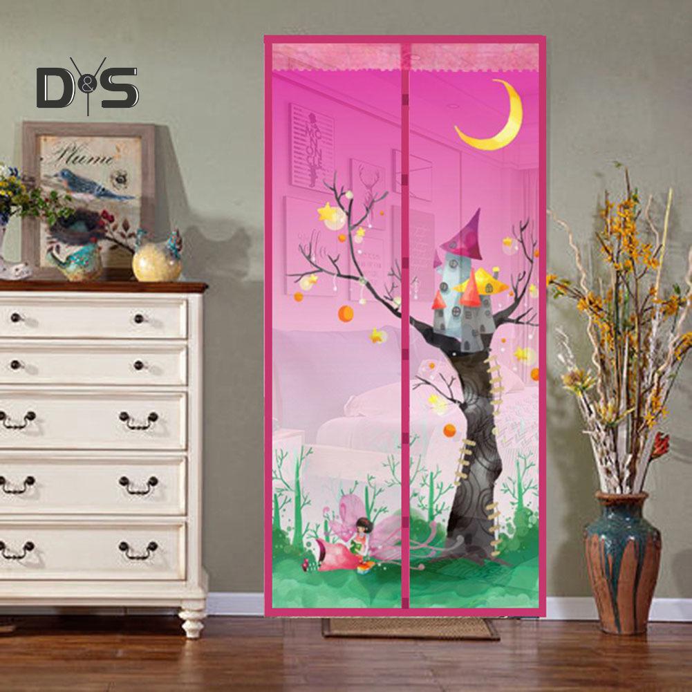 DYS Home Decor Tree Castle Magnetic Window Door Fly Screen Anti Mosquito Mesh Curtain