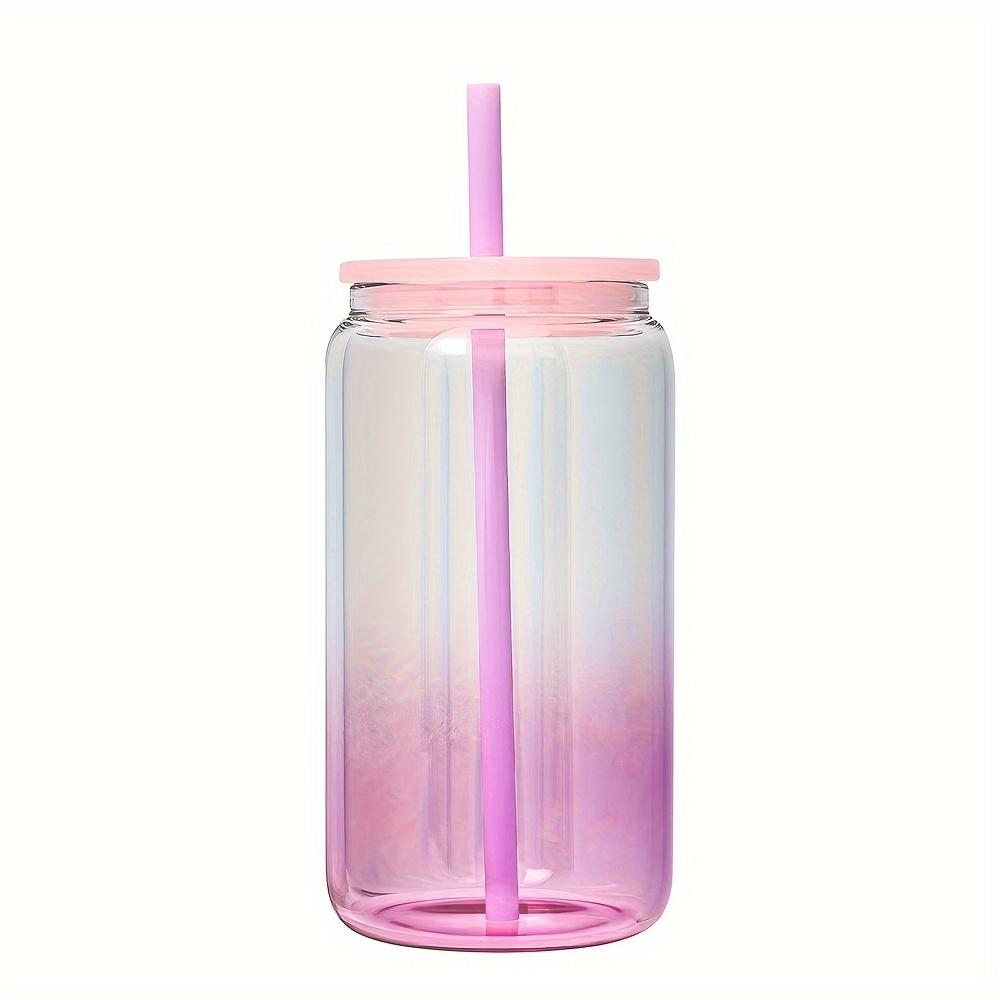 1pc 16oz (480ml) Gradient Color Mason Cups Glass Cup with Lid and Straw  Reusable Tumbler for Iced Coffee Smoothies or Boba Mug