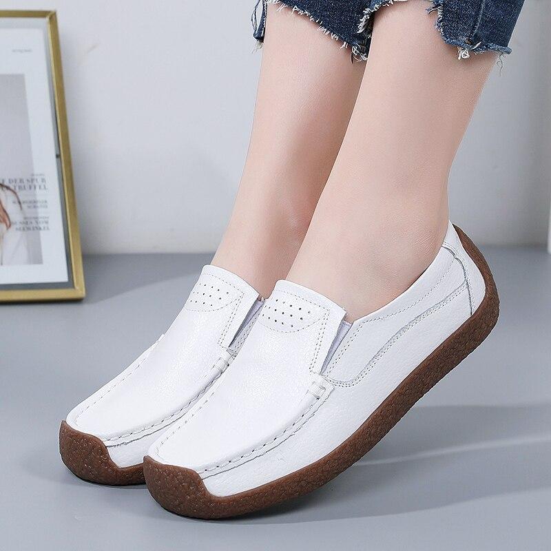 Women Penny Wildsmith Loafers Casual White Nurse Footwear Peas Soft Flats Black Driving Walking Shoes for Womens Plus Size