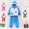 Kid Girlss Boys Infant Coral Fleece Winter Spring Long Sleeve Trousers Set With Hat Embroidery Pattern Zipper Kidswear Aapparel
