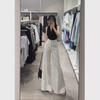 White High-Waist Wide-Leg Jeans Skirt for Women - Summer 2024 Collection