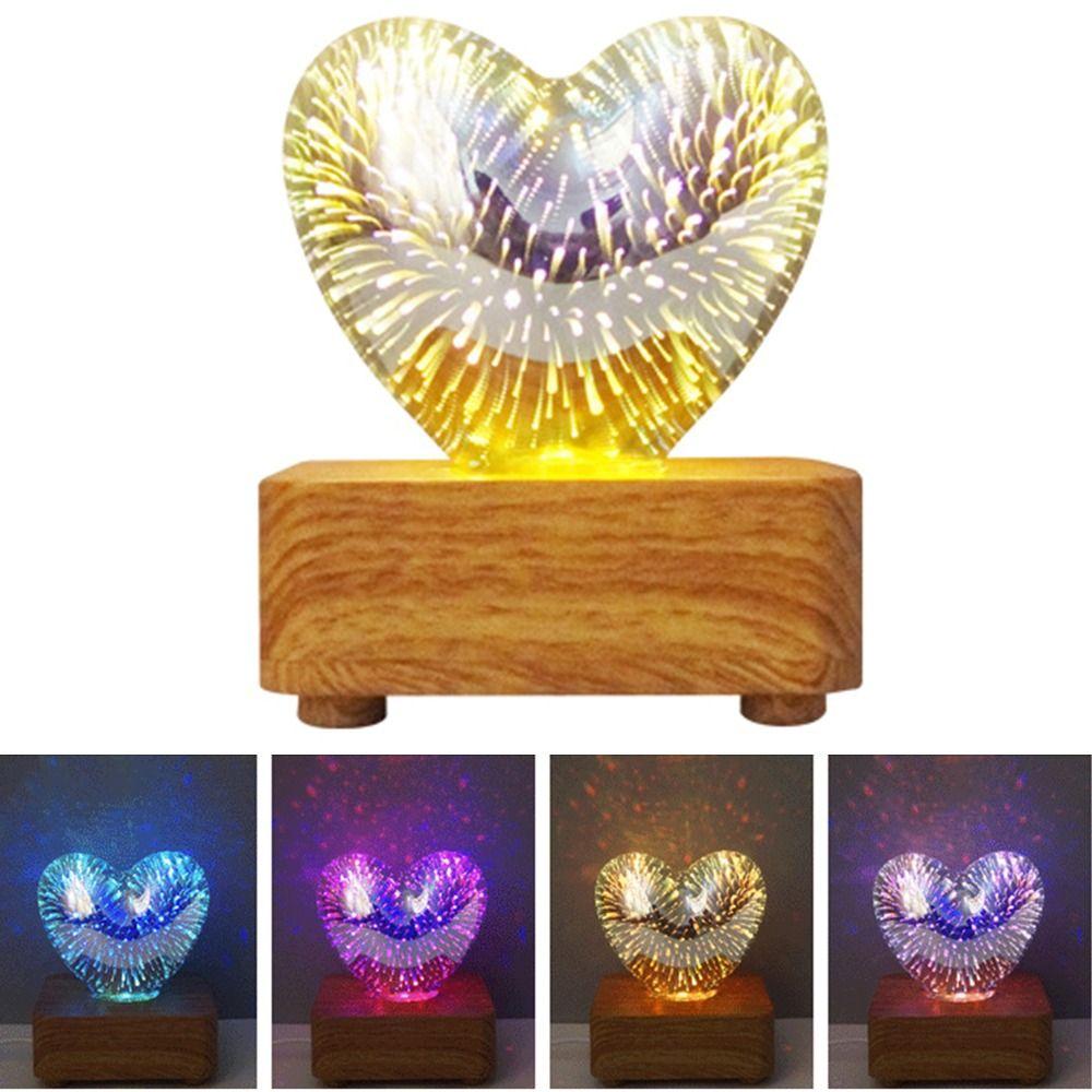 Colorful 3D Fireworks Night Light Romantic Atmosphere Heart Shaped Atmosphere Lights Living Room