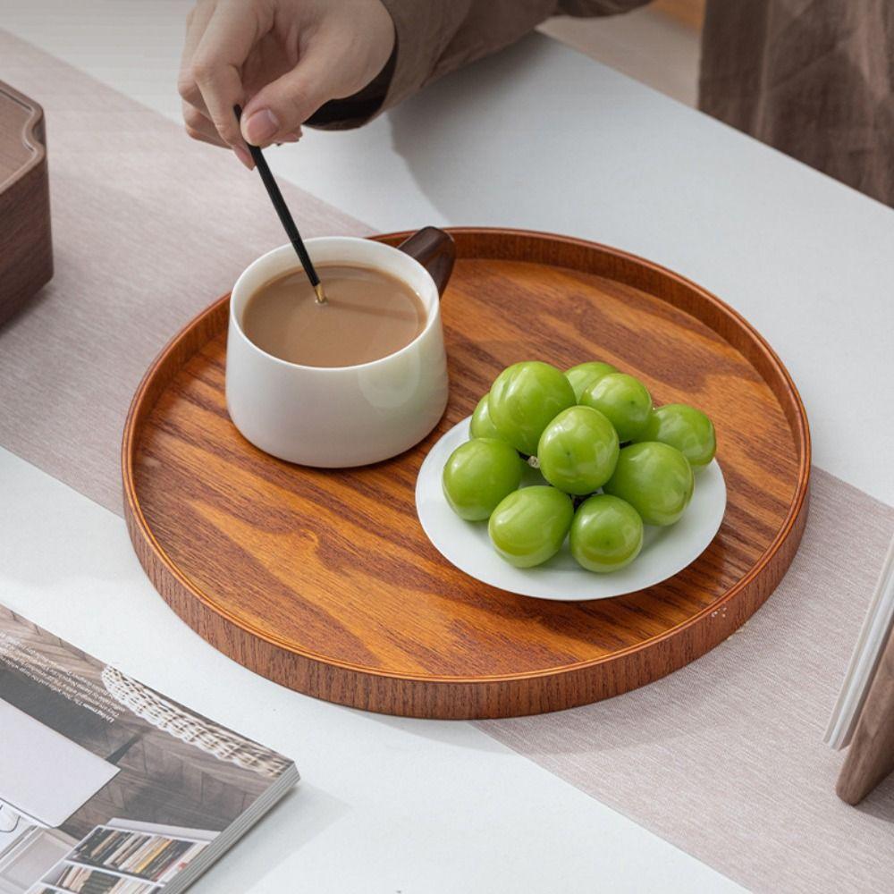 Simple Decorative Tray Natural Candle Holder Tray Multifunctional Wood Serving Tray Coffee Table