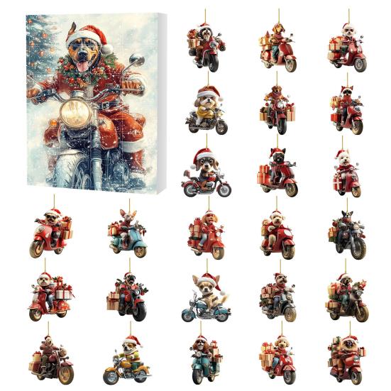 Christmas Funny Motorcycle Dog Advent Calendar 2025 24-Day Countdown with 2D