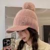 Шапка из меха кролика, женская зимняя теплая вязаная бейсболка с флисом, защитная от холода, универсальная, подчеркивающая маленькое лицо