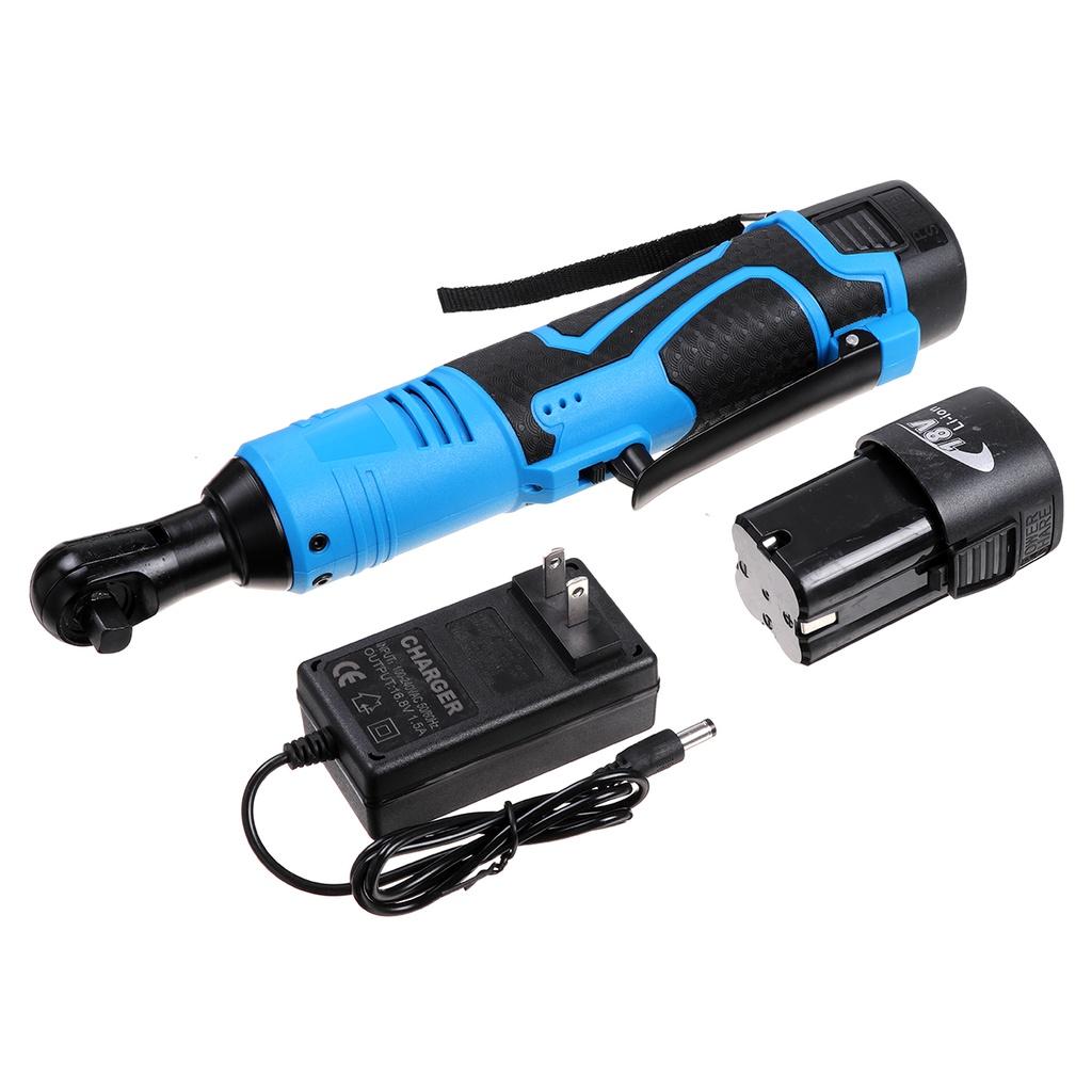 18V  3/8" 100N.m Electric Wrench Cordless Ratchet Rechargeable Scaffolding Right Angle Wrench with  2 Battery Charger Power Tool 18V