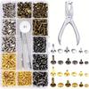 360Pcs 3 Sizes Leather Rivets Double Cap Rivet Tubular Metal Studs with 4 Fixing Set Tools for DIY Leather Craft