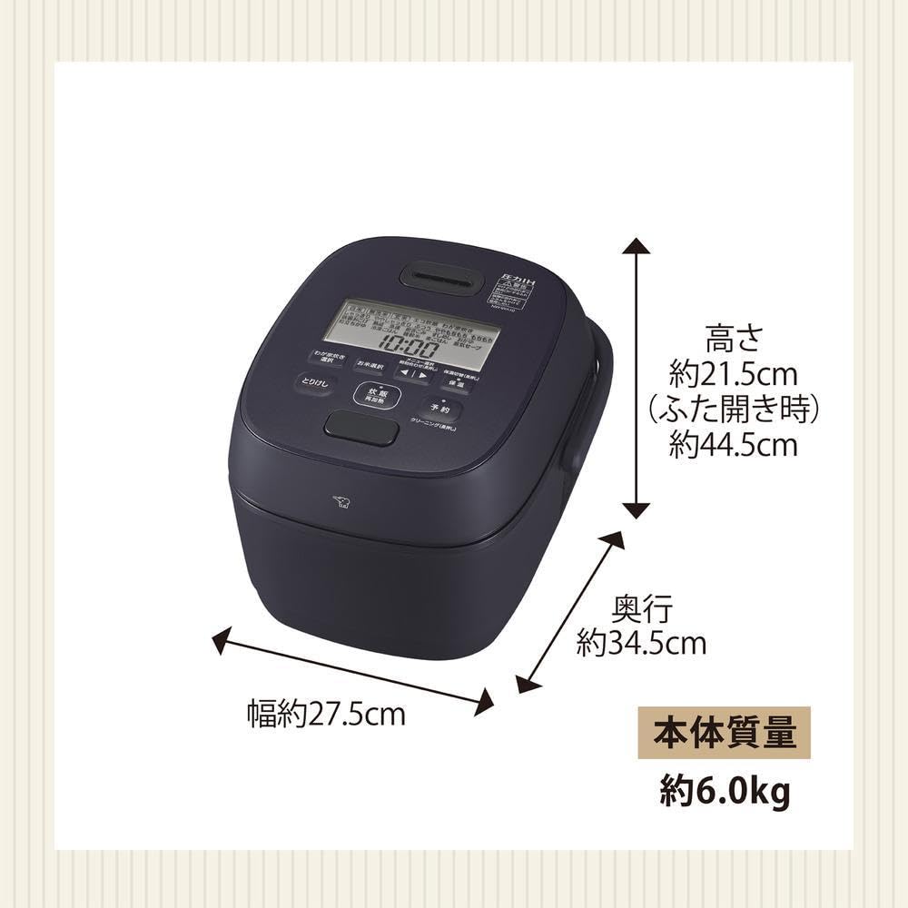 Zojirushi Rice Pressure IH Rice Extremely Slate Black Cooker, Cooker, 5.5 Cups, Cooked, NW-WA10-BZ