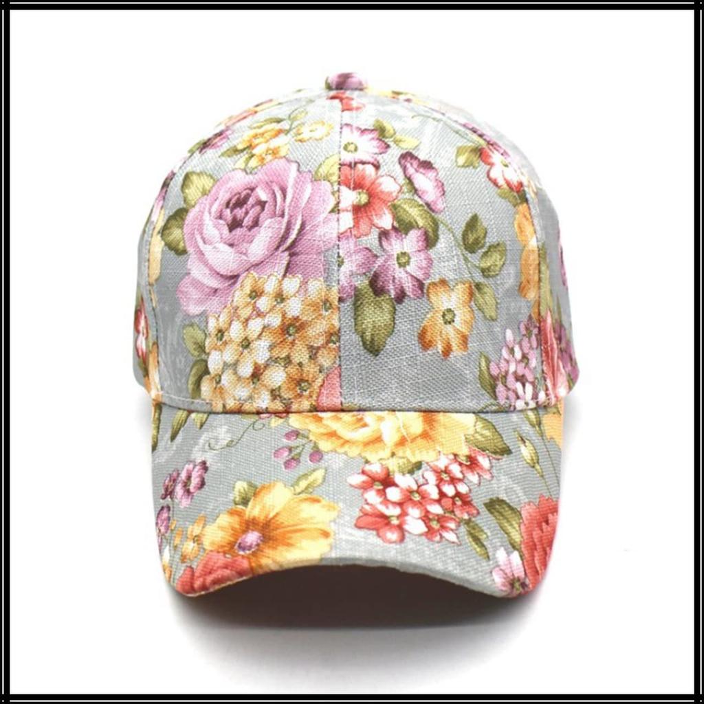 White Fang Cap Floral Pattern Hat Sports Running Outdoor Men Women CA614 (Gray)