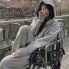 Women's Casual Sports Suit, 2025 Spring/Autumn: Korean Style Wide-Leg Pants & Slim Sweater Two-Piece Set