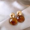 Maillard Ombre Round Hong Kong Style Women's Earrings: 2023 Autumn/Winter Light Luxury High-End Studs