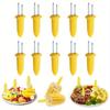 10pcs Stainless Steel Corn Holders - Skewers with Heat Resistant Grip - Home Cooking & BBQ Accessories for Camping, Outdoor Grill Tools, Fruit Forks