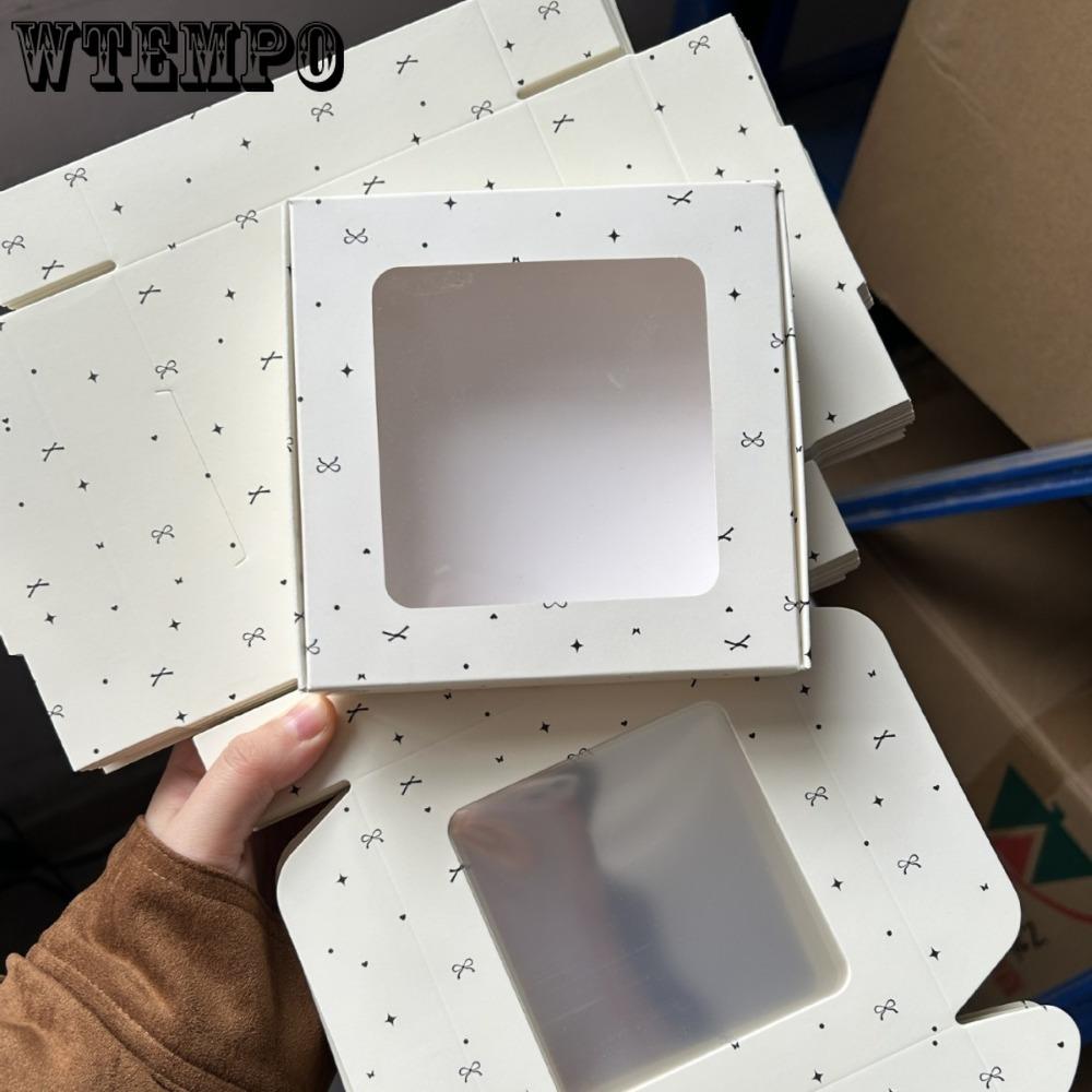 10pcs Gift Boxes with Window Printed Kraft Paper Box Treat Packaging for Hair Accessories Soap Crafts Treat Boxes Gift Wrap Box for Birthday Party