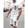Summer Men's Casual Suit Oversized Two-Piece Simple Casual Streetwear King Print Beach Suit Men's T-Shirt Shorts Sportswear