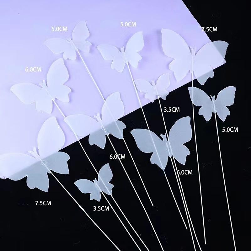 50Pcs Butterfly Flower Shape Cake Baking Decorating Paper Wafer Paper Cake Dessert Toppers Gifts KTY
