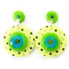 [R3171] - Green Yellow 'Coloriage' Designer Earrings - 30x20 Mm