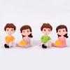 2Pcs Mini Girl Boy Sit Down Look Up Model Figurine Landscape Ornament DIY Decor